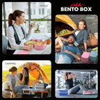 Jelife Adult Bento Box Lunch Box - Large Style Stackable Bento Lunch Box for Adults, 72oz All-in-One 3 Layers Bento Boxes Leak-Proof Lunchbox with Utensil Sauce Containers for Dining Out,Work, Black