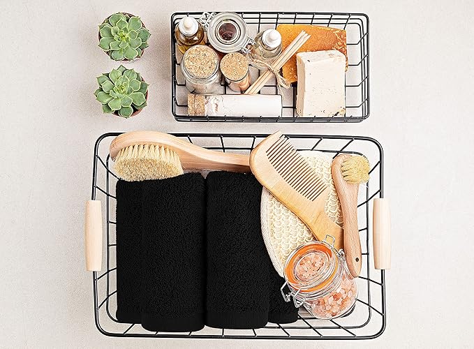 Utopia Towels 12 Pack Cotton Washcloths Set, 100% Ring Spun Cotton, Premium Flannel Face Cloths, Highly Absorbent and Soft Feel Fingertip Towels, Black