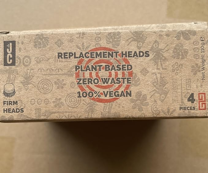 Jungle Culture Firm Bristle Replacement Brush Heads for Eco Dish Brushes • Wooden Kitchen Washing Up Brush Heads Pack of 4 • Interchangeable Bristle Refills • Dish Scrubbers • Zero Waste Cleaning