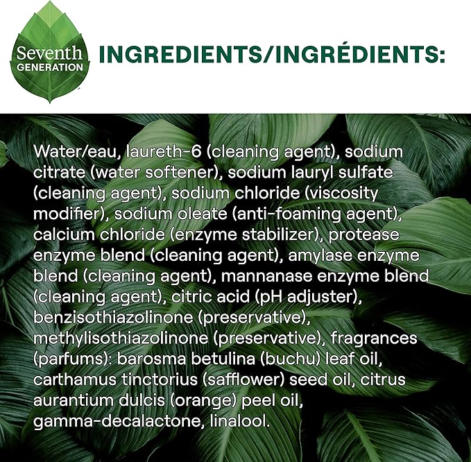 Seventh Generation Fresh Citrus Scent Liquid Laundry Detergent, 60 Loads, Dyes Free, 90 Fluid Ounces (Pack of 4)