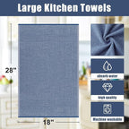 Homaxy Premium Kitchen Towels(18”x 28”, 12 Pack), Large Cotton Kitchen Hand Towels, Flat and Terry Dish Towels, 380 GSM Highly Absorbent Tea Towel Set with Hanging Loop, Navy Blue/Red/Green