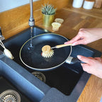 eplanita Natural Dish Brush, 3 Replacement Heads, Kitchen Eco Bamboo Scrubber Brushes, Extra Plant Sponge, Plastic Free Washing Up, Zero Waste Cleaning