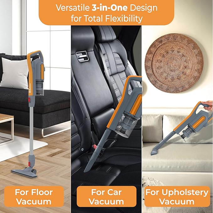 Koblenz Atlas Stick Vac 3-in-1 Cyclonic Vacuum Cleaner, HEPA Filtration, 600W Motor, 1 L Dust Cup, Long Corded Stick Vacuum, for All Surfaces, SVK-160