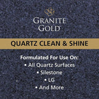 Granite Gold Quartz Clean & Shine Streak-Free Cleaner Deeps Cleans and Polishes All Quartz Surfaces Including Silestone, LG, and More, 64 Fluid Ounces and 2 x 24 Fluid Ounces