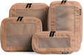 Compression Packing Cubes for Travel - Luggage Organizer Bags - Double Zipper Packing Cubes for Suitcases (4-Pack, Mocha)
