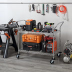 Finnhomy 2-Tier Commercial Grade Rolling Cart, Heavy Duty Utility Cart, Carts with Wheels and Handles, Kitchen Carts on Wheels, Metal Cart with 600 lbs Capacity, Shelf Size 24" D x 40" W, NSF