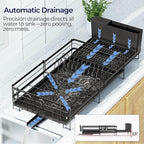 Large Dish Drying Rack, Expandable Dish Rack for Kitchen Counter, Upgraded Dish Drainer with Drainboard Set, Multifunctional Dishrack with Utensil Holder & Cup Holder, 13.4"-28.7" L x 11.8" W