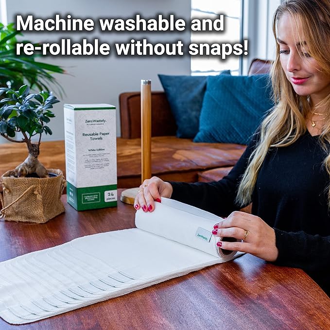Reusable Paper Towels - Value Pack of 24 Paperless Paper Towels! - 100% Cotton, Super Soft, Absorbent, Washable and Made To Last