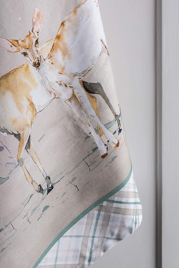 Maison d' Hermine Kitchen Towels Set of 3 100% Cotton 27.50" x 20" Reusable Cloth Tea Dish Towels Absorbent with Hanging Loop for Kitchen, Home, Dining, Cocktail Parties (Deer in The Woods)
