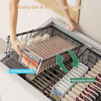 UMDONX Freezer Organizer Bins – Expandable from 11.2" to 17.7", Fit 5–10 Cu.Ft Chest Freezer, Hanging Storage Baskets for Deep Freezer, Easy Slide Access, 2 Pack (Black)