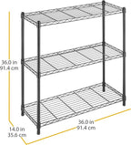 Whitmor 3 Tier Shelving Unit, Metal Storage Shelves, 400 lbs Capacity per Shelf, 1200 lbs Total, Adjustable Heavy Duty Shelf, Easy Assembly for Kitchen, Garage, Plant, 36"L x 14"W x 36"H, Black