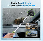 XINDELL Windshield Cleaner Tool – 360° Rotation Large Head Car Window Cleaning Kit with Extendable Handle, 5 Microfiber Velcro Stick Pads, Dry&Wet Use for Auto Glass, Trucks, SUVs, RVs, Home