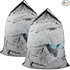 2 Pack Mesh Laundry Bags, Large Travel Laundry Washing Bags for Dirty Clothes Storage, 24" X 36" Washable Heavy Duty Laundry Net Bag With Drawstring for College Dorm, Hamper, Room, Laundromat (Black)