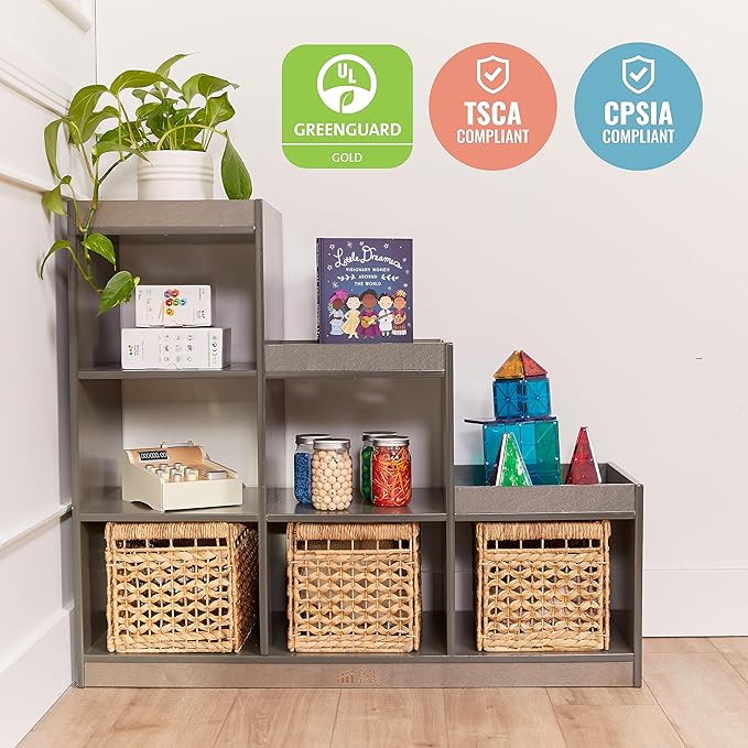 ECR4Kids 3-2-1 Cube Storage Cabinet, Display Shelf, Grey Wash
