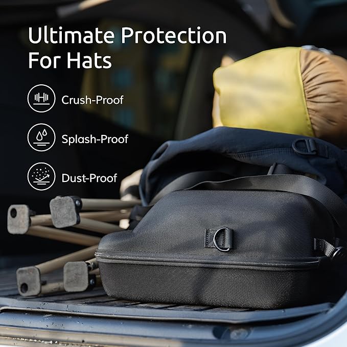 OZUECCR Hard Hat Travel Case – Storage for Baseball Caps with Carrying Handle and Adjustable Shoulder Strap, Hat Organizer Protects up to 6 Hats, for Travel and Home Storage (Black)
