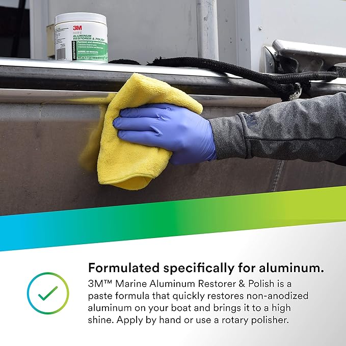 3M Marine Aluminum Restorer and Polish, 09020, 18 oz, for Marine Detailing, Remove Heavy Oxidation and Chalking, 1 Tube
