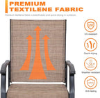 NUU GARDEN 3 Piece Outdoor Bistro Set, 2 Patio Chairs and 20" Round Bistro Table, Textilene Fabric, Powder-Coated Iron Frame, for Patio, Deck, Garden, Backyard, Black and Brown