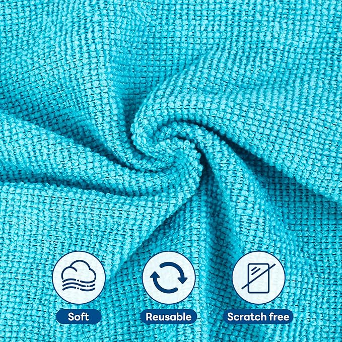 40 Pack Microfiber Cleaning Cloth with Box, Scratch & Streak-Free, Bulk Towels for Home, Reusable Microfiber Towels for Cars, Cleaning Rags, 8 x 8 in, Blue