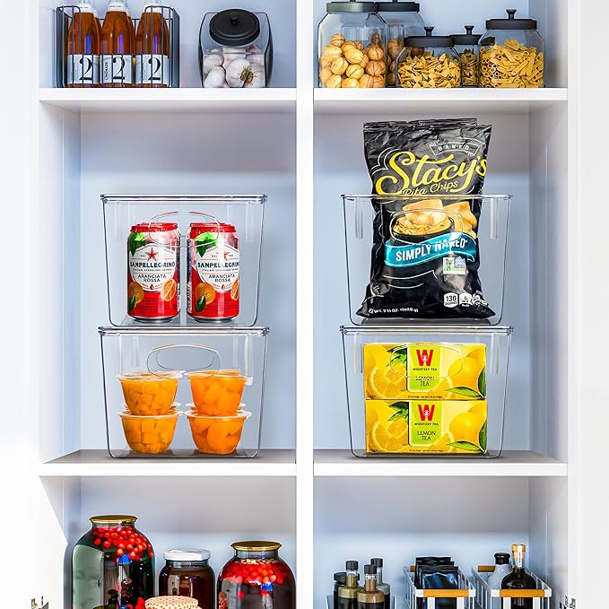 Sorbus Medium Plastic Storage Bins with Lids (8 Pack) – Clear Bins for Kitchen, Pantry, Fridge, Cabinet, and Refrigerator Organization – Stackable Storage Containers