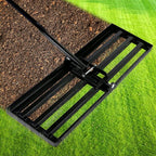 Lawn Leveling Rake 30 x 10 Inch Stainless Steel Heavy Duty Ground Leveler, Flipping-Resistant Smooth Edge, Adjustable Handle 28–60 Inches for Backyard Landscape, Garden, Golf Course, Farm, Pasture.