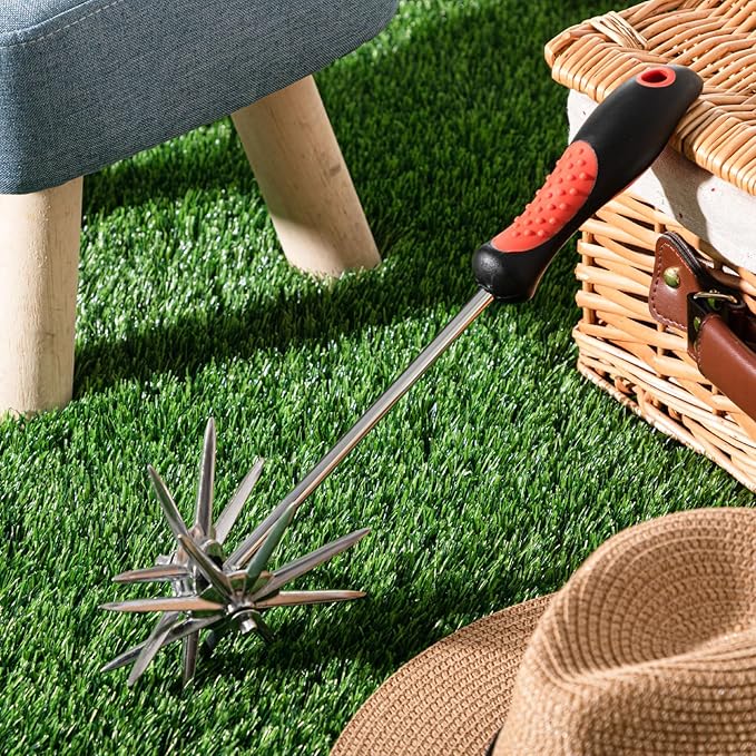 2 Pack Hand Cultivator Tiller Garden Tool Manual Rotary Short Hand-held Tiller Digging Soil Loosener for Softer Soils and Lawns Loosening Pulling Weed