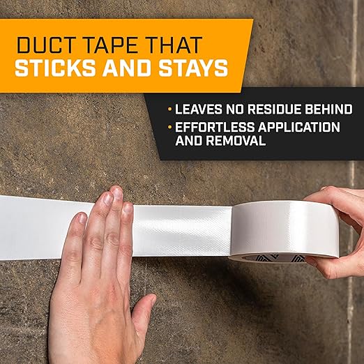 Lockport 3 Pack White Duct Tape Heavy Duty Waterproof,20 Yards x 2 Inch,Strong Adhesive Roll for Indoor & Outdoor Repair,No Residue,Tear by Hand - Duct Tape Bulk Value