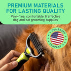 Maxpower Planet Pet Grooming Brush - Double Sided Shedding, Dematting Undercoat Rake for Dogs and Cats - Extra Wide Dog Grooming Brush - Yellow
