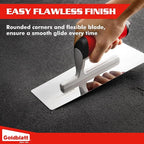 Goldblatt Venetian Plaster Finishing Trowel Set, 3 Pieces Polished Stainless Steel Drywall & Concrete Trowels with Soft Grip Handle, Paint Plastering & Marmorino Finishing Tools, Trapezoid Blade