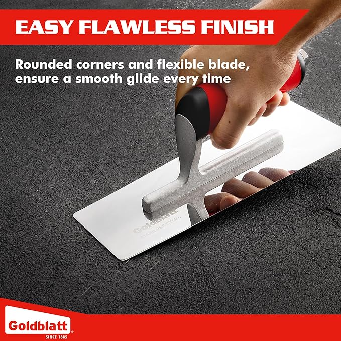 Goldblatt Venetian Plaster Finishing Trowel Set, 3 Pieces Polished Stainless Steel Drywall & Concrete Trowels with Soft Grip Handle, Paint Plastering & Marmorino Finishing Tools, Trapezoid Blade