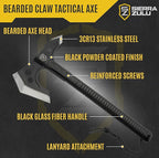 Sierra Zulu Camping Axe - Tactical Survival Hatchet with Bearded Axe Head, Nylon Sheath & Glass Fiber Handle - Full Tang Outdoor Bushcraft Tool for Camping, Hiking, and Chopping Tasks