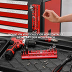 EMENTOL Magnetic Socket Accessory Holder, Red, 35 Pieces Holes, Organize Adapters, Universal Joints and Bits