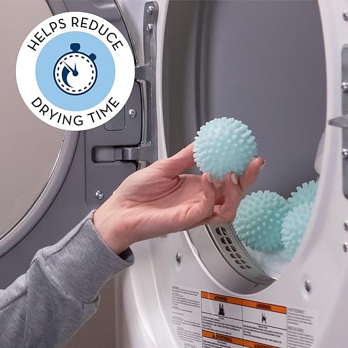 Reusable Laundry Dryer Balls, Plastic Anti-Static Fabric Softener, Reduces Wrinkles, Sustainable Cleaning Supplies, Essential Washing & Drying Aid for Soft, 6 Pack, 2.36 in (Sky Blue/Yellow/Green)