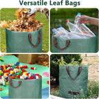 Garden Rake for Leaves, 37"-73" Adjustable Handle Rake Set with Leaf Grabbers, Work Gloves and 2 Leaf Bags, 18" Wide Head with 25 Metal Tines for Yard Picking Leaves, Shrub Grass Bush Lawn Cleanup