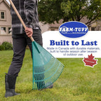 FARM-TUFF 24 Inch Leaf & Lawn Rake with 48 Inch Hardwood Handle - Extra-Wide, Durable Rake for Lawns, Gardens, and Yard Cleanup