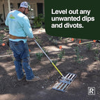 Rocklin™ Lawn Leveling Rake | Levelawn Tool | Level Soil or Dirt Ground Surfaces Easily | 30” x 10” Ground Plate | 78” Extra Long Handle | Stainless Steel