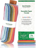 Reusable Paper Towels - Value Pack of 24 Paperless Paper Towels! - 100% Cotton, Super Soft, Absorbent, Washable and Made To Last