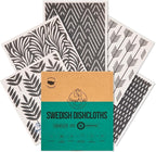 Harps&Seb Swedish Dishcloths for Kitchen Dish Towels - 5 Pack, Non-Scratch Reusable Paper Towels, Super Absorbent Washable Swedish Dish Cloths, No Odor, Biodegradable, Black and White Design