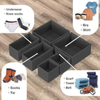 Simple Houseware Underwear Drawer Organizer for Lingerie/Undergarment/Bra/Panty/Sock/Onesie, Set of 6, Dark Gray