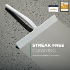 GÜTEWERK Silicone Shower Squeegee for Glass Doors & Mirrors with Stainless Steel Core, Streak-Free & No-Squeak Window Cleaning, 3-in-1 No-Drill Mount (Hook/Suction/Adhesive),White, 13 Inches