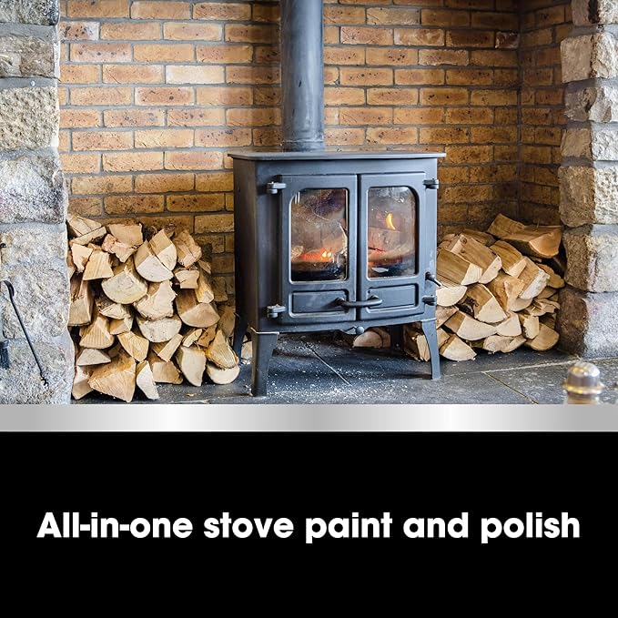 Furniture Clinic Stove Restorer | Matte Black High Heat Paint | Restores and Protects Cast Iron | For use on Log Burners, Grates, & Fireplaces | 8.5oz / 250ml