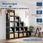 Mavivegue Bookshelf,16 Cube Storage Organizer,Book Shelf Organizer,Tall Bookcase,Black Cube Shelf Cubbies Closet Storage Shelves for Bedroom,Living Room,Home,Office, 16-Grid