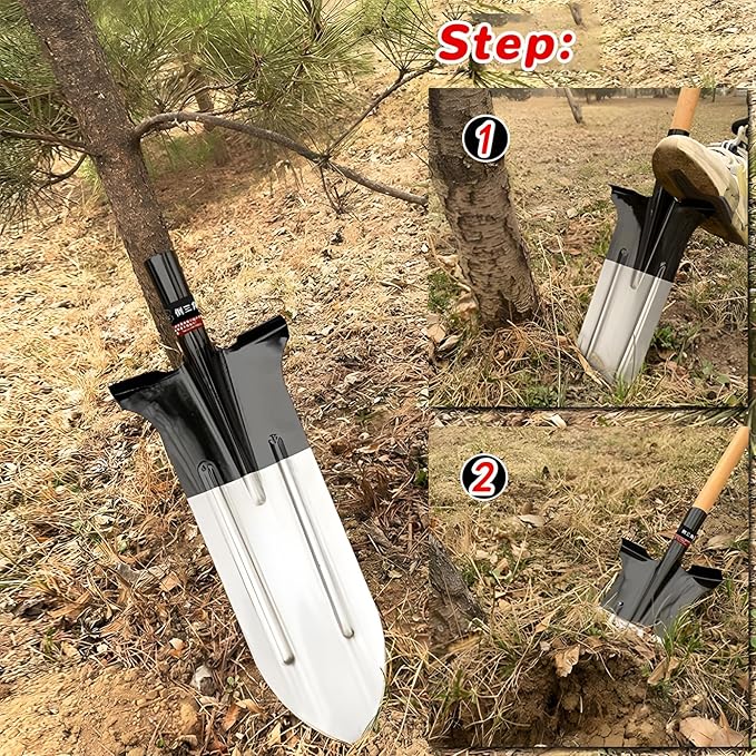 Multi-Purpose Shovel, Heavy Duty Gardening Shovel, Garden Shovel for Digging, Heavy Duty Steel Gardening Tool (Rounded, No Handle)