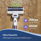 Ultenic U10 Ultra Cordless Stick Vacuum Cleaner, 500W Motor, 45KPa Suction, Max 40mins Runtime, Anti-Tangle Brush, 1L Dustbin Capacity, Stick Vacuum for Home, Pet Hair, Hardwood Floors, and Carpets