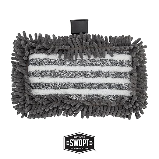 SWOPT 12” Microfiber Dust Mop Head w/Refill — Cleaning Head Interchangeable w/All SWOPT Cleaning Products for Efficient Cleaning & Storage — Mop Provides Lint-Free Cleaning for Wood, Laminate, Tile