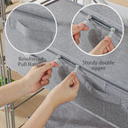 Underbed Storage Box, Foldable Under Bed Bins Container, Fabric Closet Organizer with Lid, for Clothes, Sheets, Blankets, 23.6x11.8x5.9in, Grey, 3 Pack