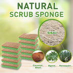 SCRUBIT 24 Pack Natural Sponges - Biodegradable Compostable Cellulose and Coconut Natural Sponges for Dishes, Eco Friendly Non Toxic Kitchen Sponge