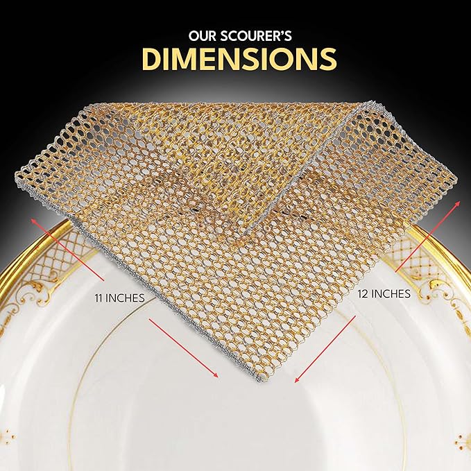 Heavy Duty Dish Scrubbers, Non-Scratch Scouring Pads - Odorless & Long Lasting Mesh Dish Cloth - Replace Sponges - Kitchen, Floor and Bathroom Usage - Made in Korea (2 Pcs)