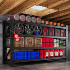 68”W Garage Shelving Units, 8000LBS Storage Shelves Heavy Duty, 24" Deep Metal Shelving Rack, 4 Tier Tall Steel Industrial Shelving , Adjustable Standing Shelf for Warehouse / Shop 68"W x 24"D x 64"H