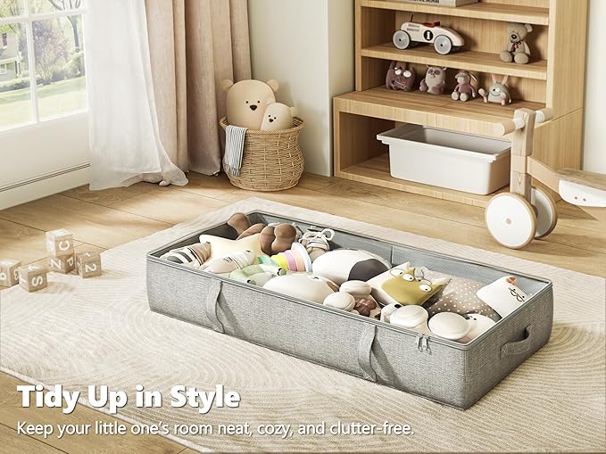 2-Pack Under Bed Storage Containers, 6 Inches Tall Underbed Clothes Storage Organizer Bin with Sturdy Sidewalls/Bottom, Underbed Storage Bins 2 Storage Thin Bins