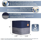 NaturalCozy 13x15x13 Kallax Storage Cubes Bins, 3 Pack | Cotton Rope Cube Storage Bin Woven Baskets for Organizing | Kallax Insert Storage Baskets for Shelves Organizer, Kids Toy, Closet Baby Nursery